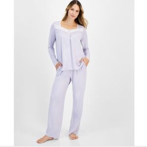 Charter Club Women's Lace-Trim Henley Pajama Set